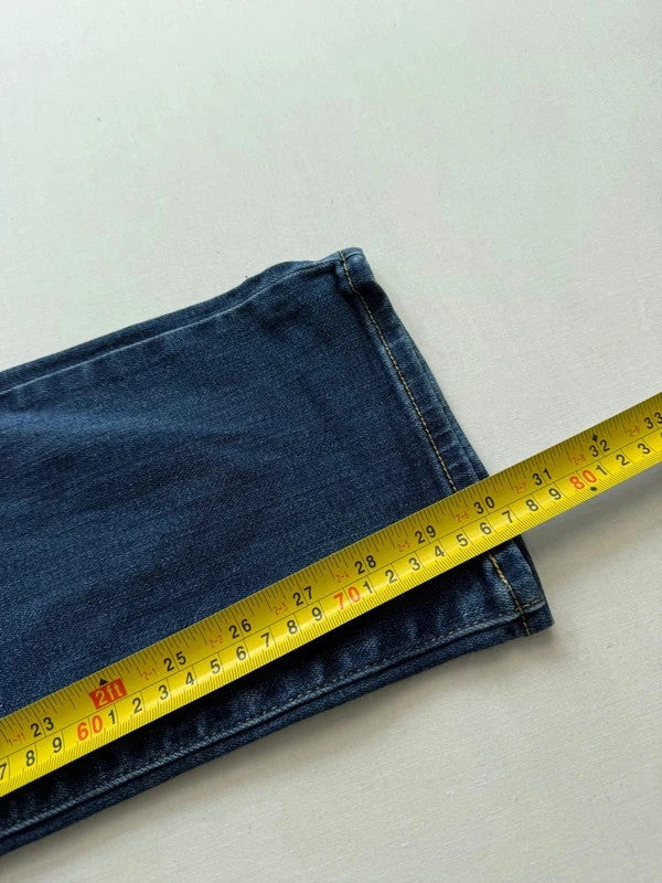 Levi's mid blue straight jeans with classic five-pocket styling and comfortable stretch fit.