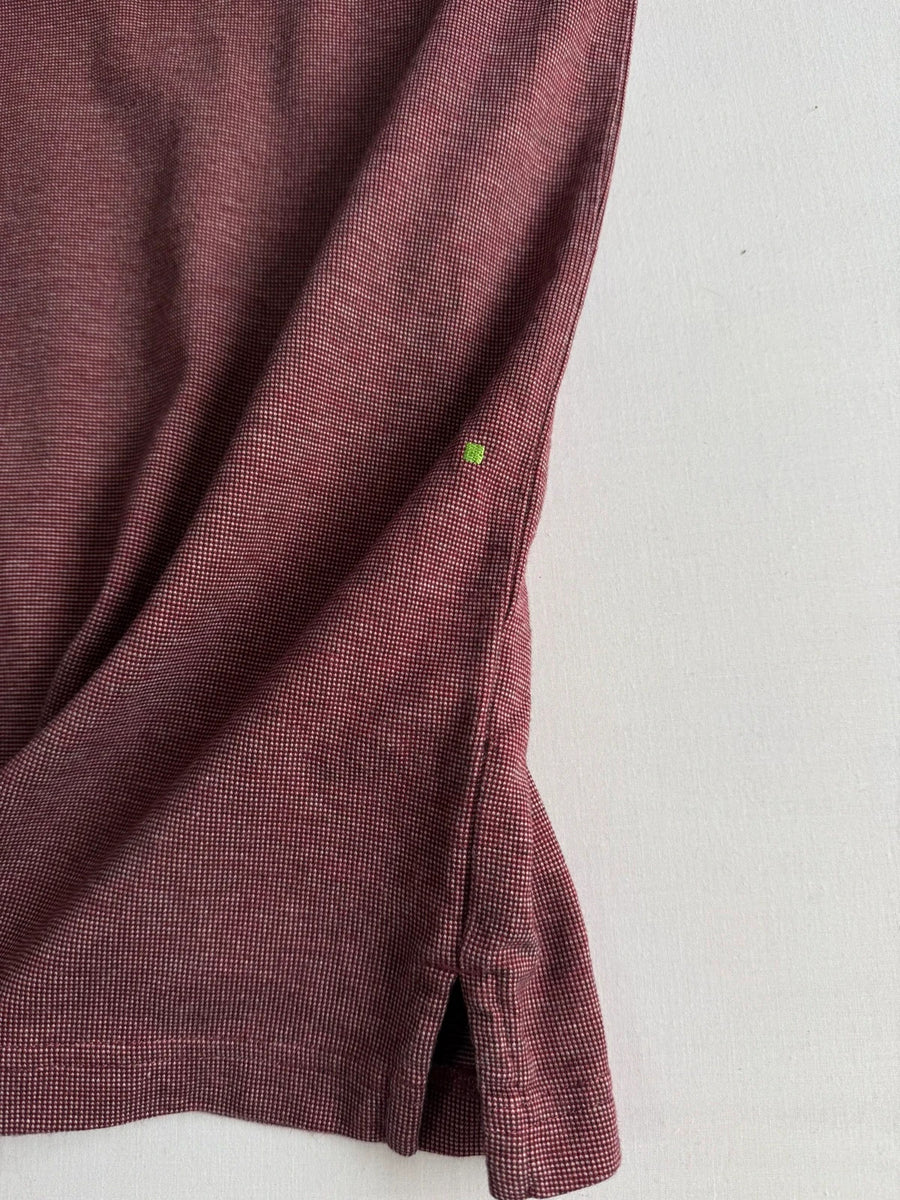 Hugo Boss Green Long Sleeve Polo Shirt Cotton Burgundy Mens • Medium / M