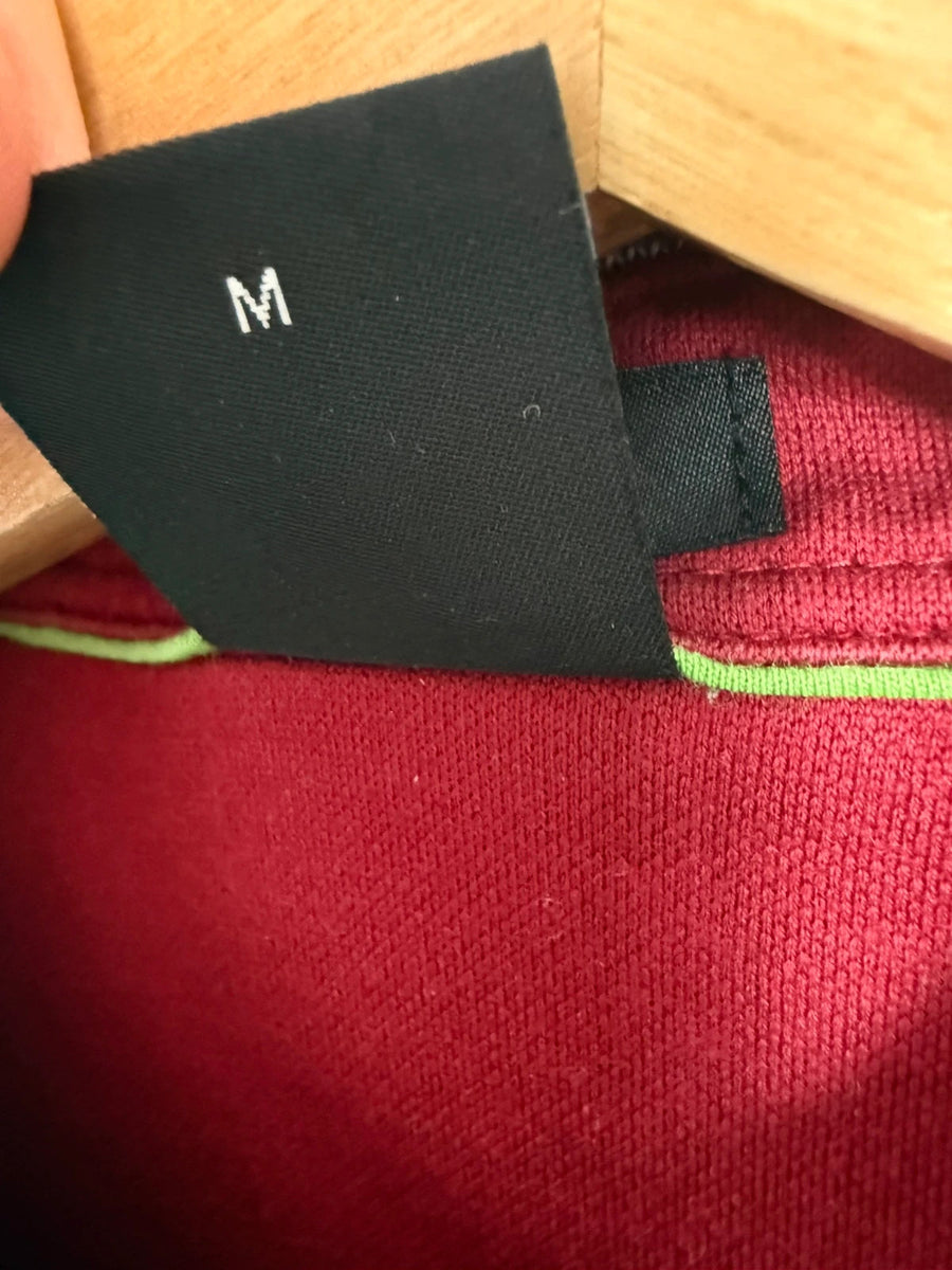 Hugo Boss Green Long Sleeve Polo Shirt Cotton Burgundy Mens • Medium / M