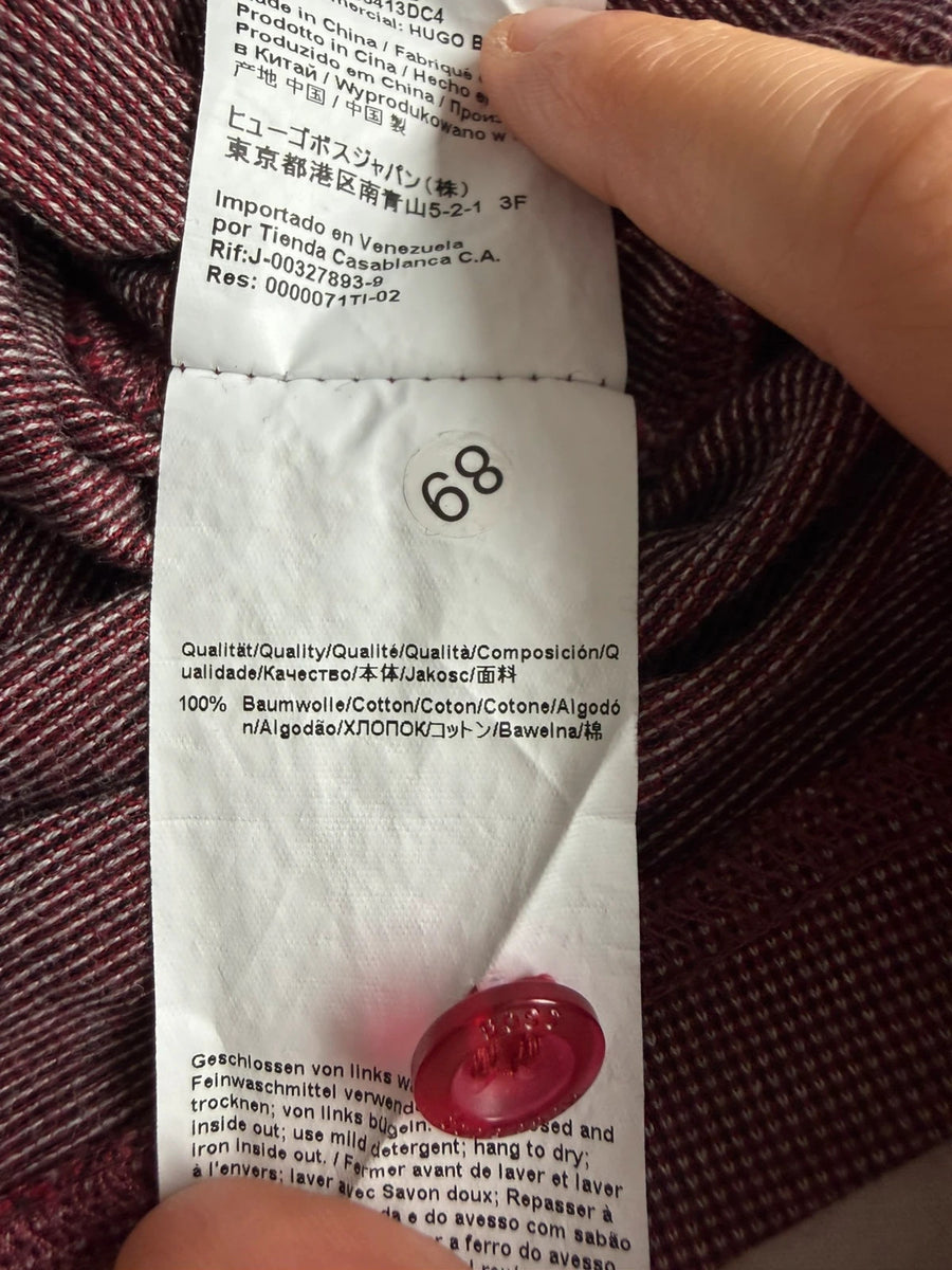 Hugo Boss Green Long Sleeve Polo Shirt Cotton Burgundy Mens • Medium / M