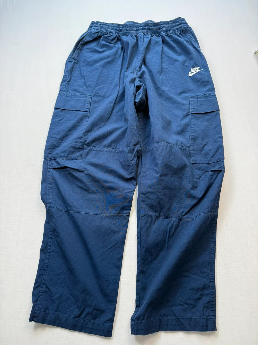 Nike Club Woven Cargo Pants Loose Fit Ripstop Cotton Navy Blue Mens • Large / L