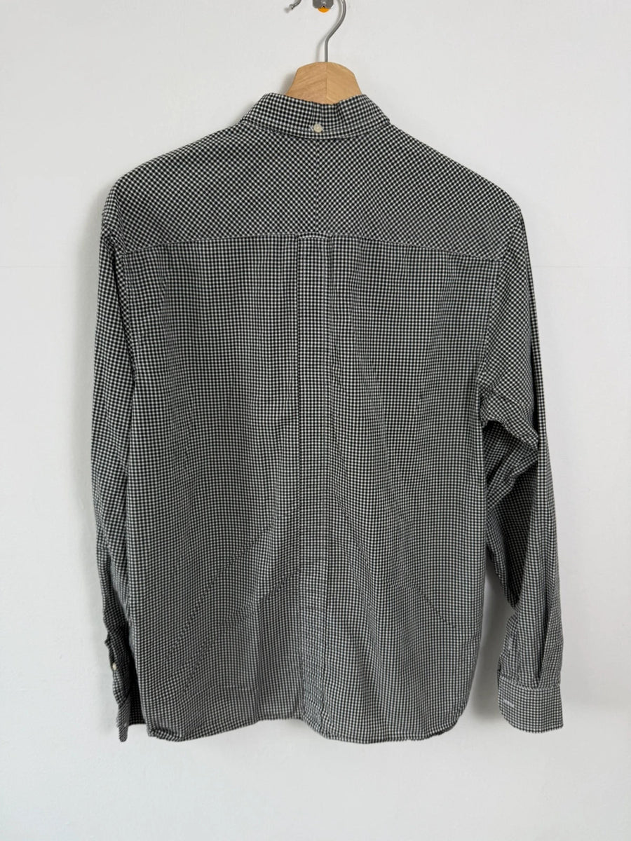Fred Perry Micro Gingham Button Down Mod Shirt Black White Mens • Medium / M