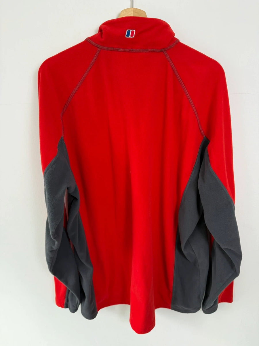 Berghaus Half Zip Microfleece Pullover Red-Grey Mens • XX-Large / XXL
