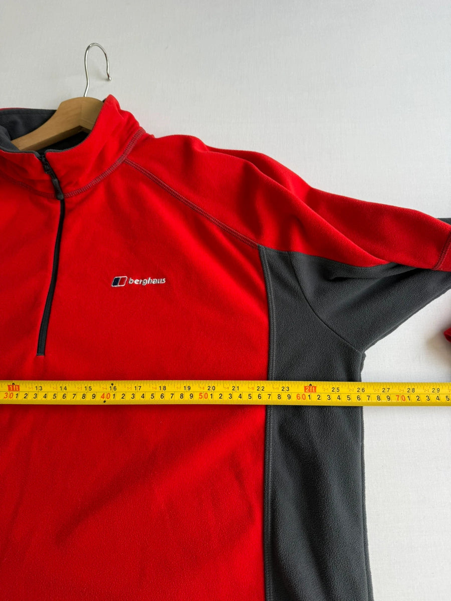 Berghaus Half Zip Microfleece Pullover Red-Grey Mens • XX-Large / XXL