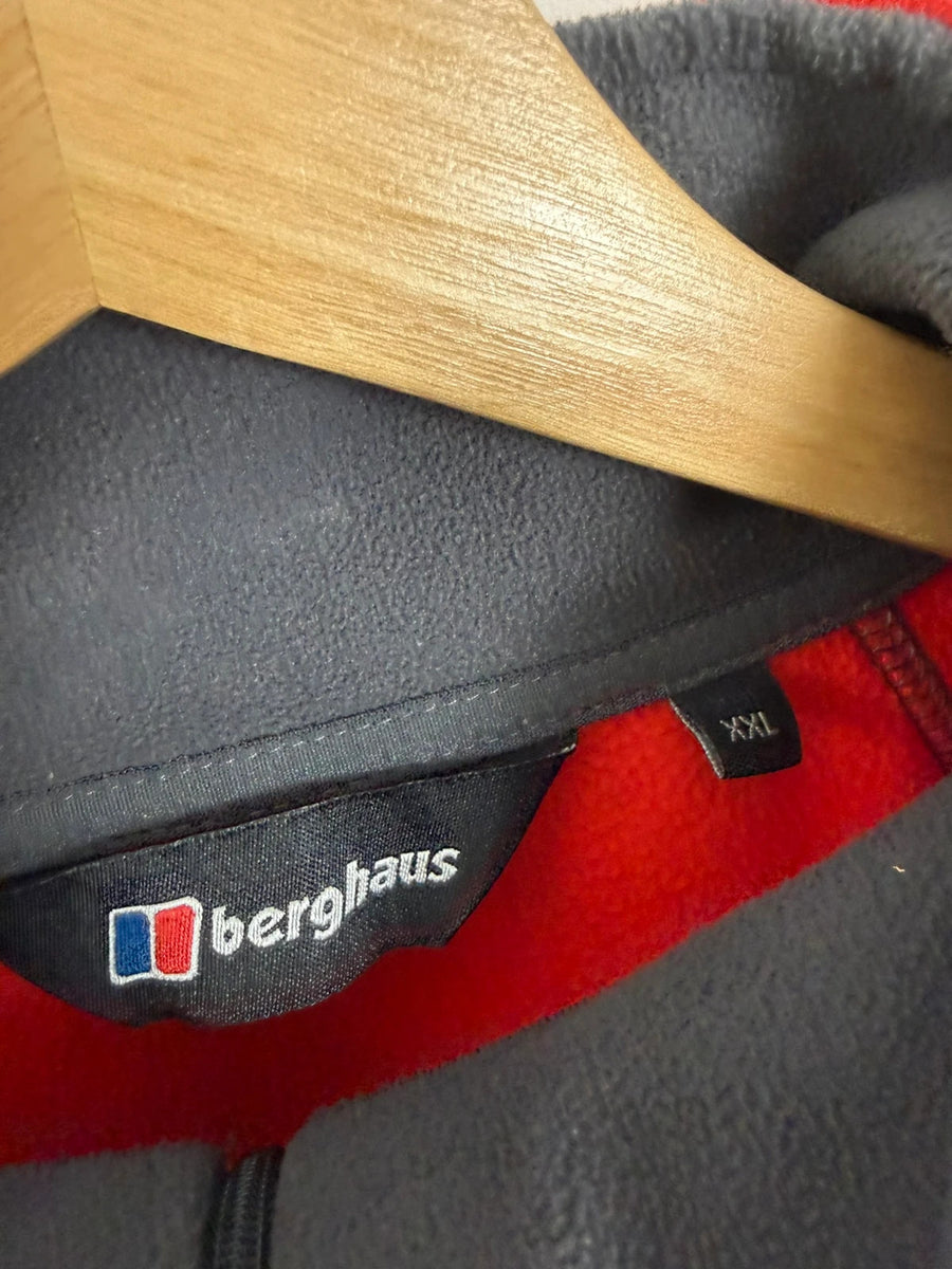 Berghaus Half Zip Microfleece Pullover Red-Grey Mens • XX-Large / XXL