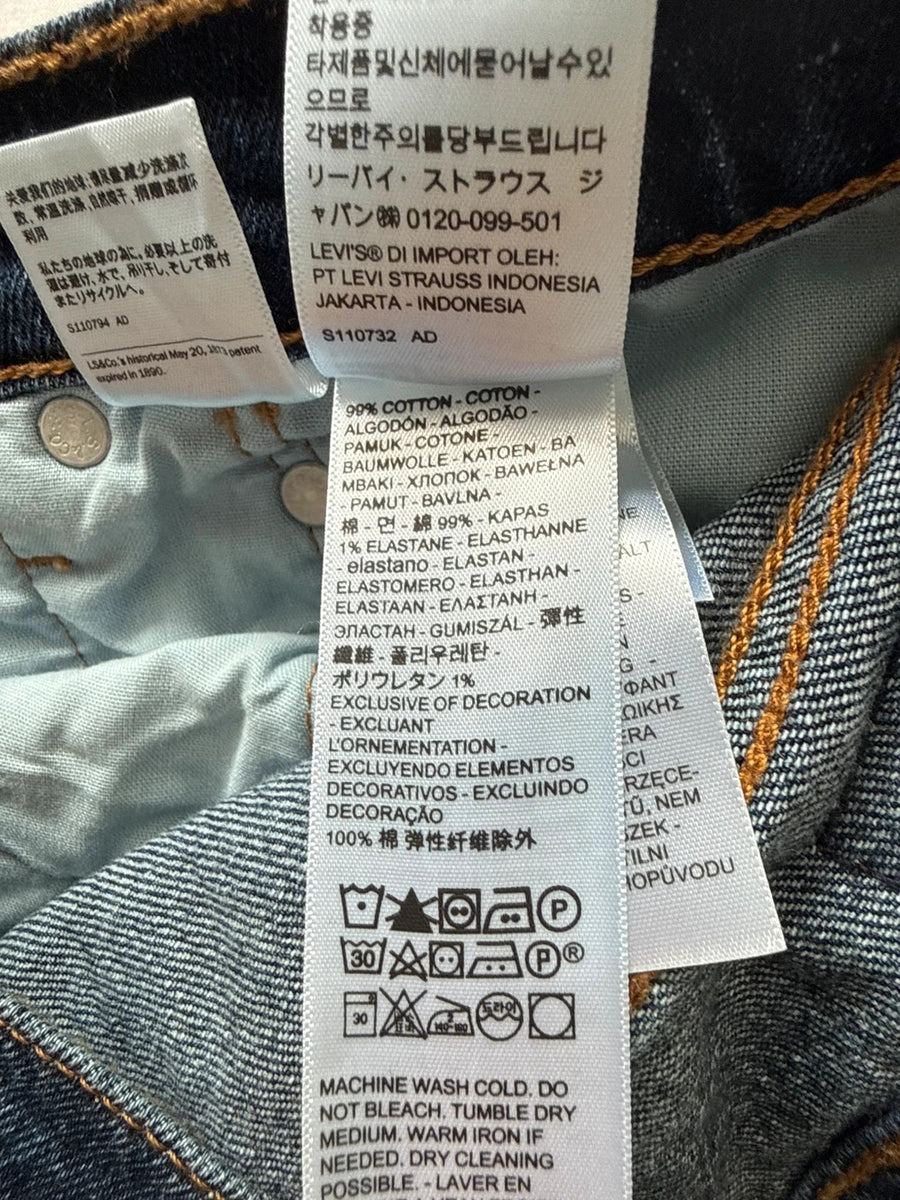 Levi's 501 Premium High Rise Straight Jeans Indigo Stretch Womens W34 L30 UK16