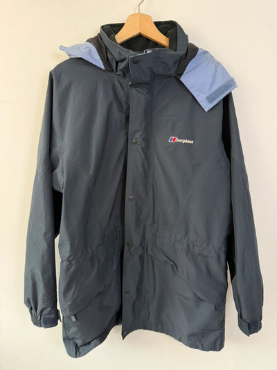 Berghaus Gore-Tex Waterproof Hooded Jacket 00s Navy Lilac Womens • Size 14 / M