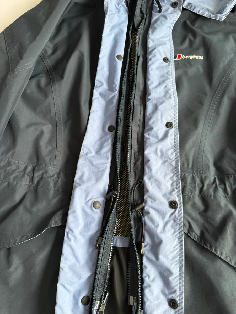 Berghaus Gore-Tex Waterproof Hooded Jacket 00s Navy Lilac Womens • Size 14 / M