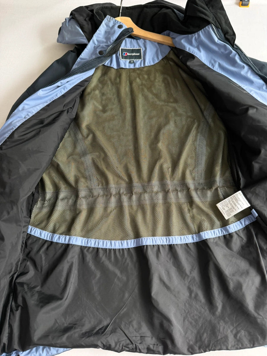 Berghaus Gore-Tex Waterproof Hooded Jacket 00s Navy Lilac Womens • Size 14 / M
