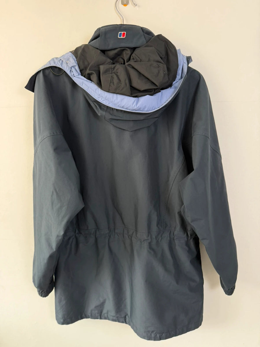 Berghaus Gore-Tex Waterproof Hooded Jacket 00s Navy Lilac Womens • Size 14 / M