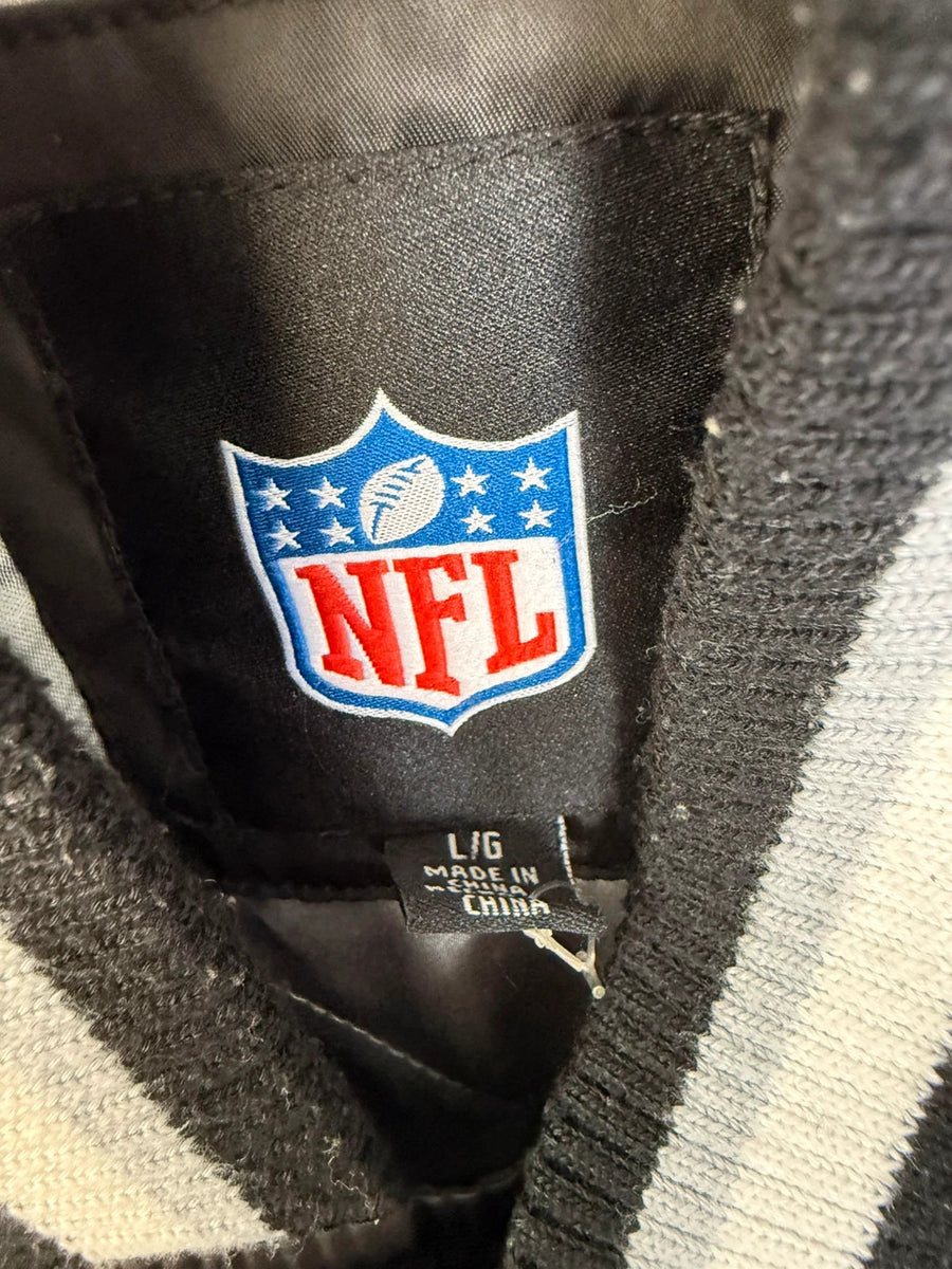 NFL Oakland Raiders Varsity Bomber Jacket Chenille Patch Black Mens • Large / L