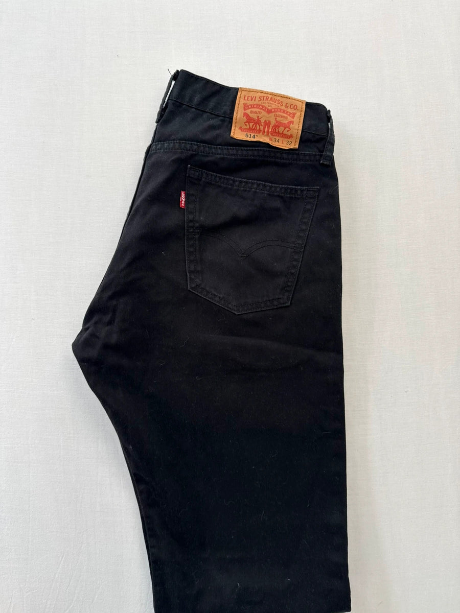 Levi's 514 Red Tab Straight Leg Black Pants Jeans Mens • W34 L32