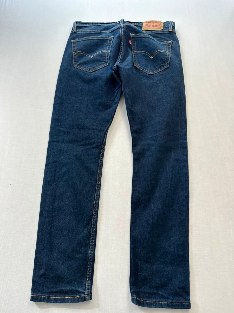 Levi's 512 Slim Tapered Dark Blue Stretch Jeans Mens • W32 L30 - Altered Length