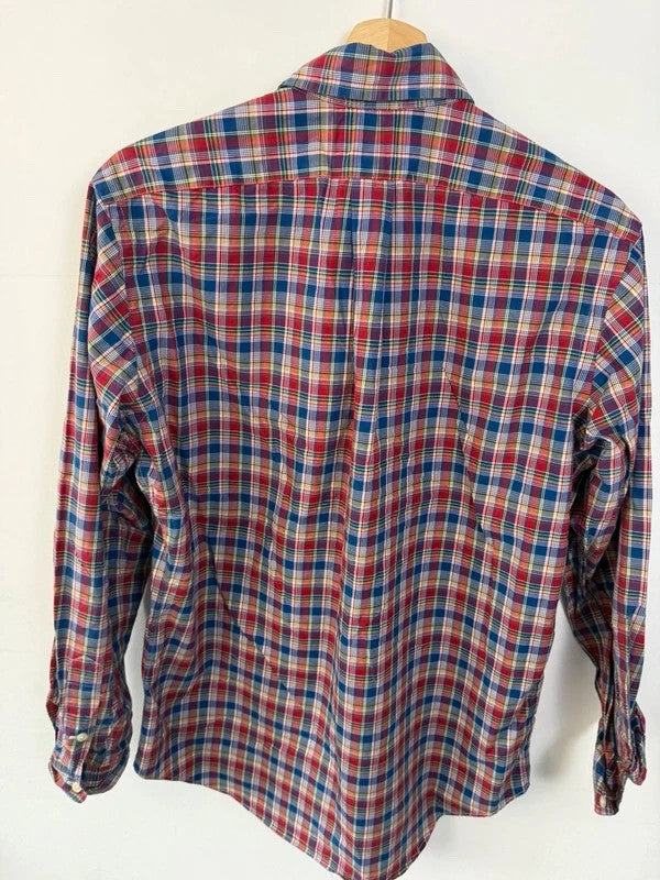 Ralph Lauren men's shirt multicolour plaid check with navy embroidered pony logo.