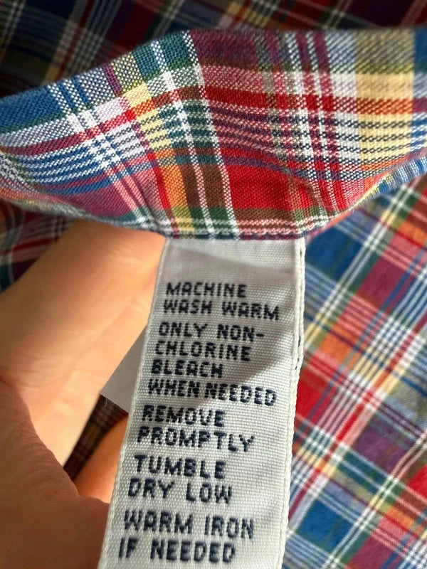 Ralph Lauren men's shirt multicolour plaid check with navy embroidered pony logo.