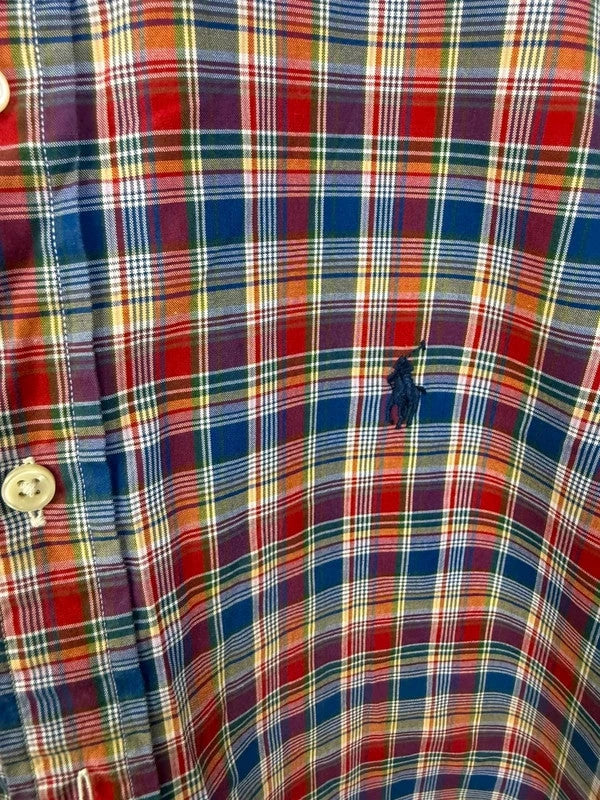 Ralph Lauren men's shirt multicolour plaid check with navy embroidered pony logo.